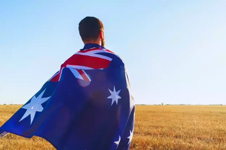 man with a flag of australia