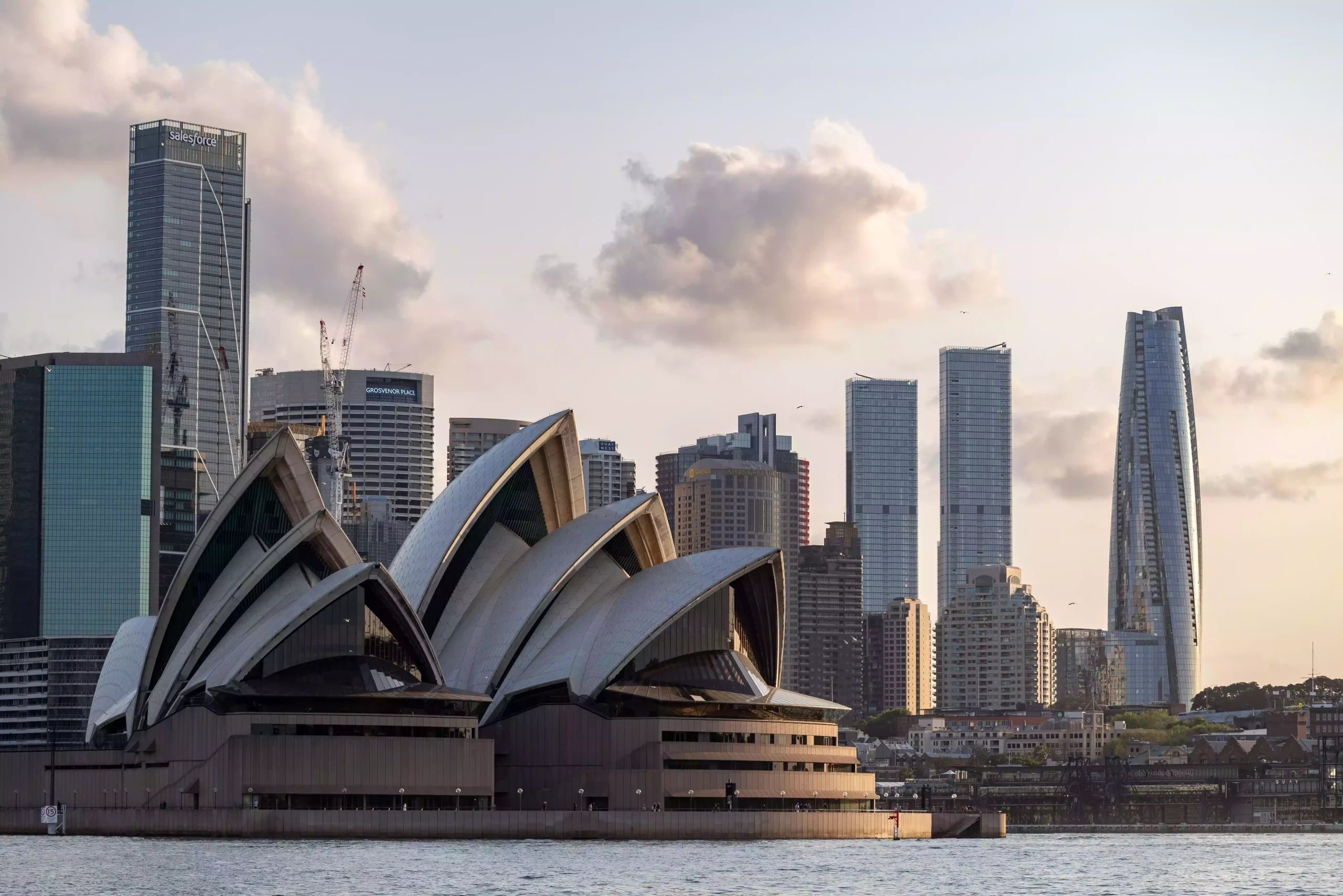 opera house at sunset